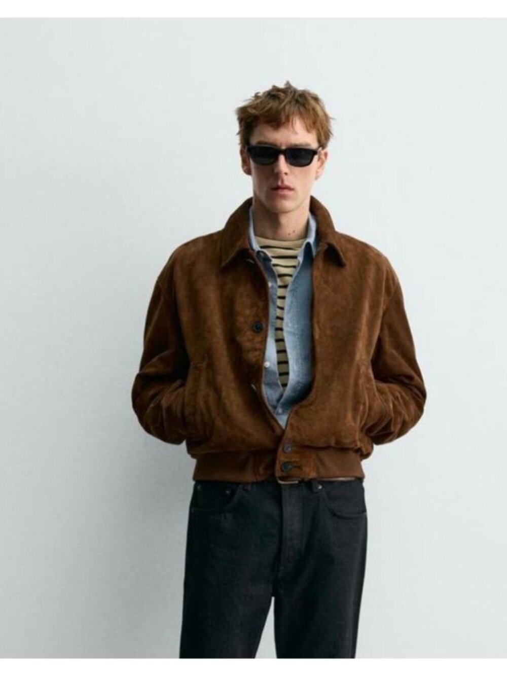 Zara Aaron Levine Mens Suede Bomber Jacket S Small Brown New With Tags